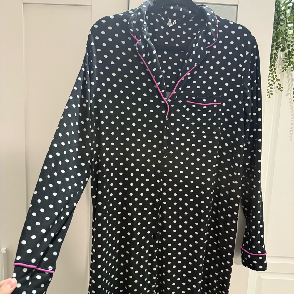 Fashion Nova Black and White Pajama Sleep Shirt/ Dress - Picture 3 of 8